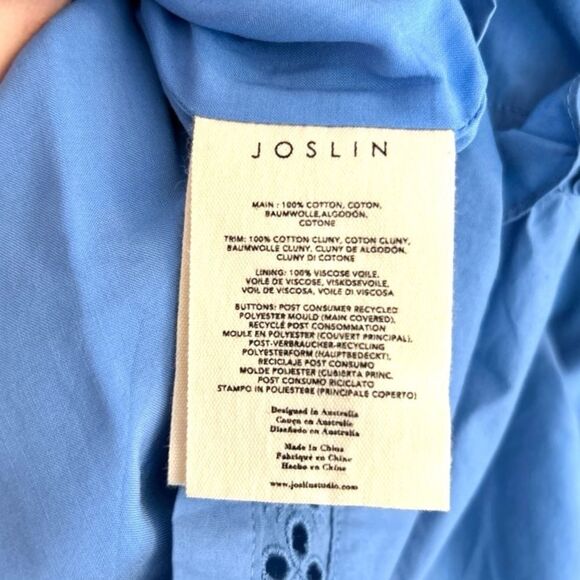 Joslin Lili Cotton Eyelet Ruffle Poplin Cotton Romper in Cerulean Blue, Size 2 - Picture 14 of 16